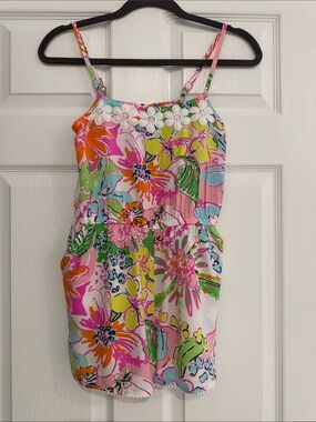 Lilly Pulitzer Floral Lace-Trim Spaghetti Strap Romper